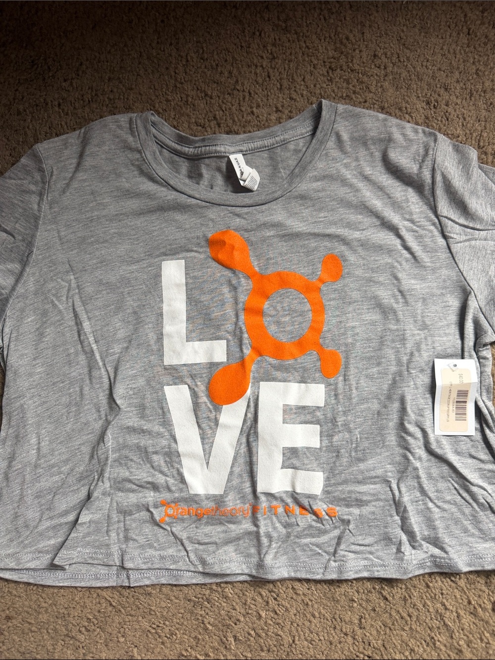Orange Theory. Love Graphic Grey Kids Tee with Orange Logo
